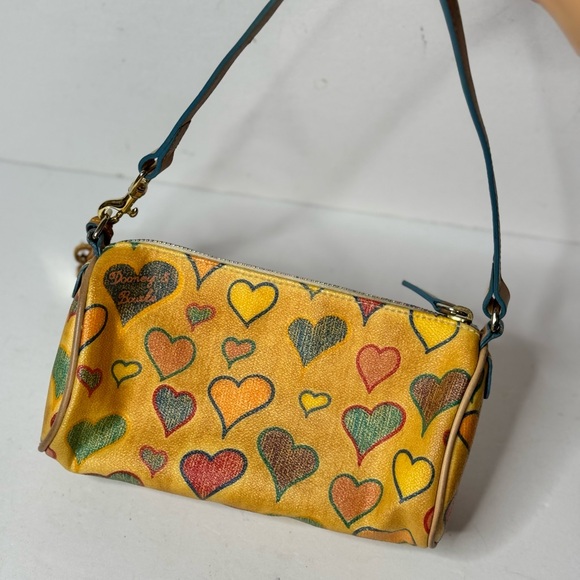 Dooney & Bourke VTG Mini Bag Yellow Hearts Leather Shoulder Bag - Picture 3 of 13